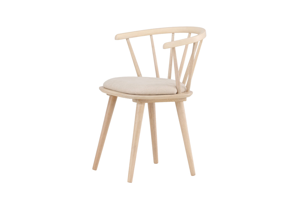 Bobby matstol med dyna 2-pack vitlaserat gummiträ/beige