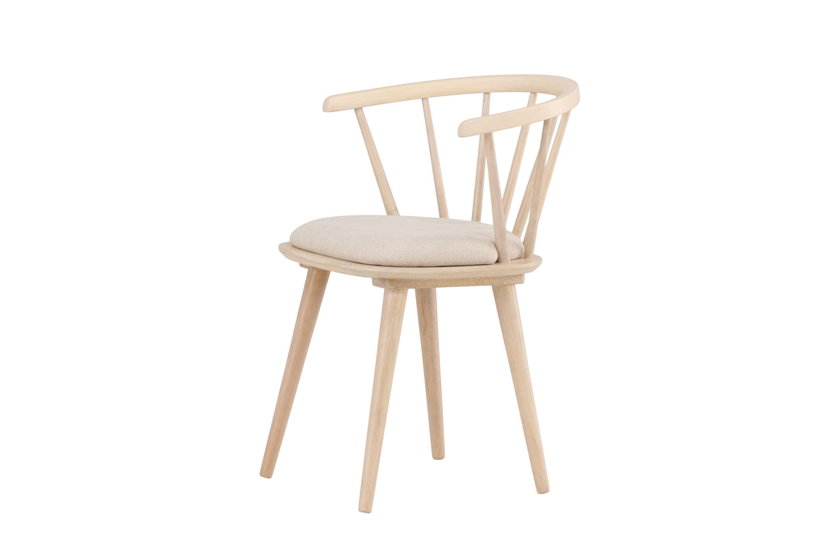 Bobby matstol med dyna 2-pack vitlaserat gummiträ/beige