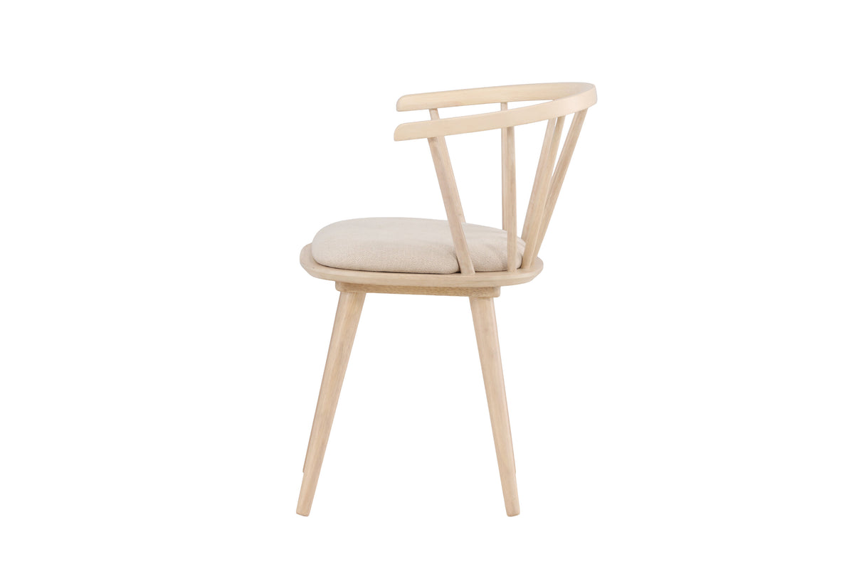 Bobby matstol med dyna 2-pack vitlaserat gummiträ/beige