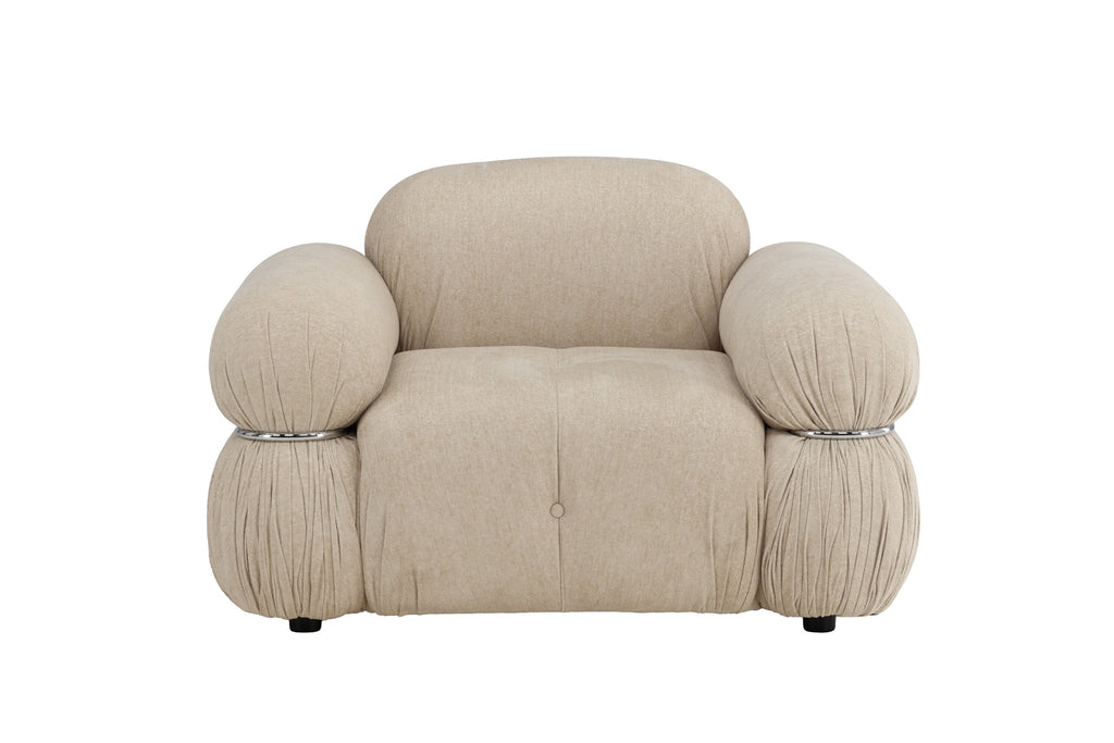 Mika 1-sitssoffa beige med silverfärgad stomme
