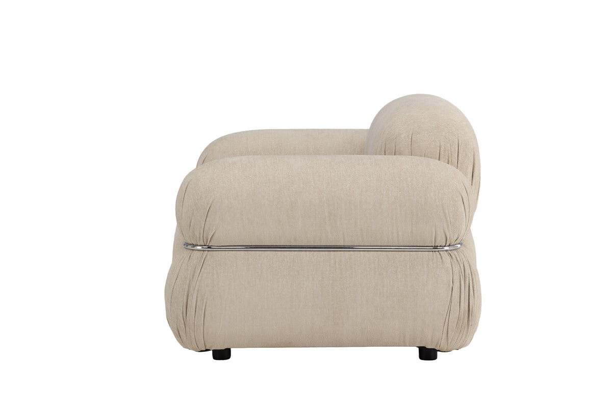 Mika 1-sitssoffa beige med silverfärgad stomme