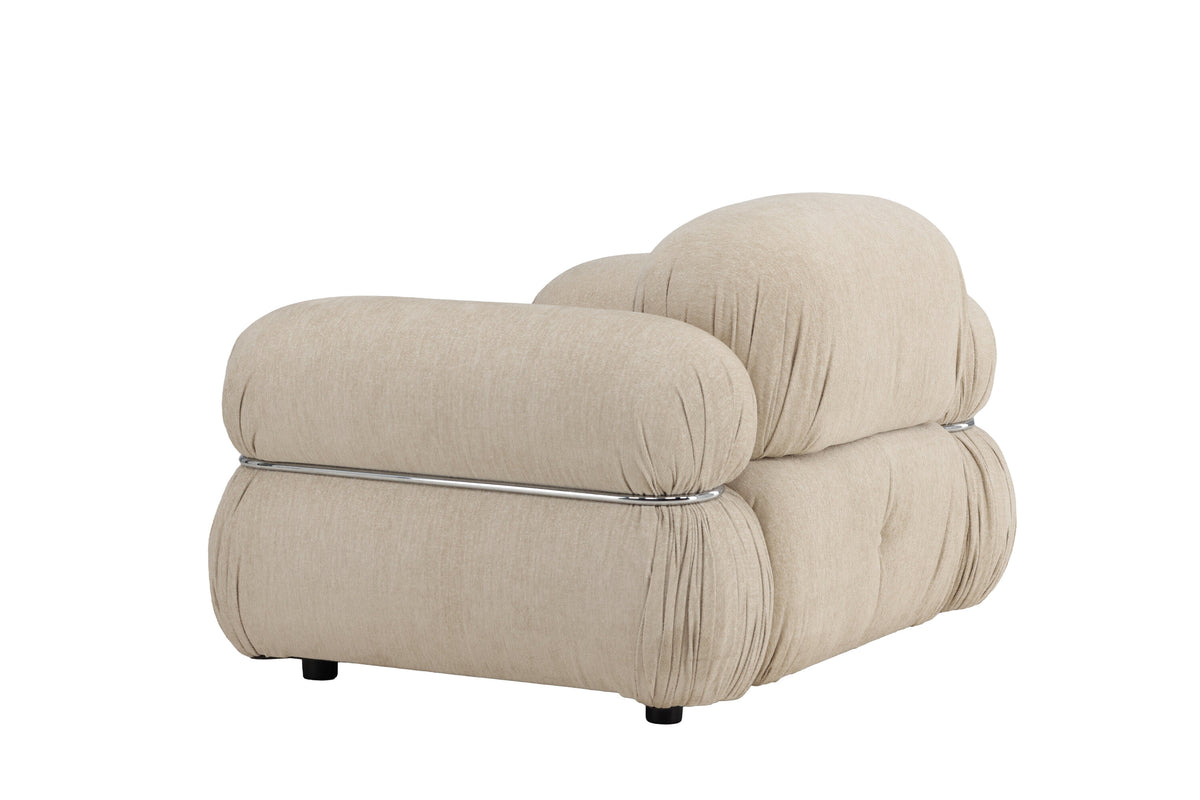 Mika 1-sitssoffa beige med silverfärgad stomme