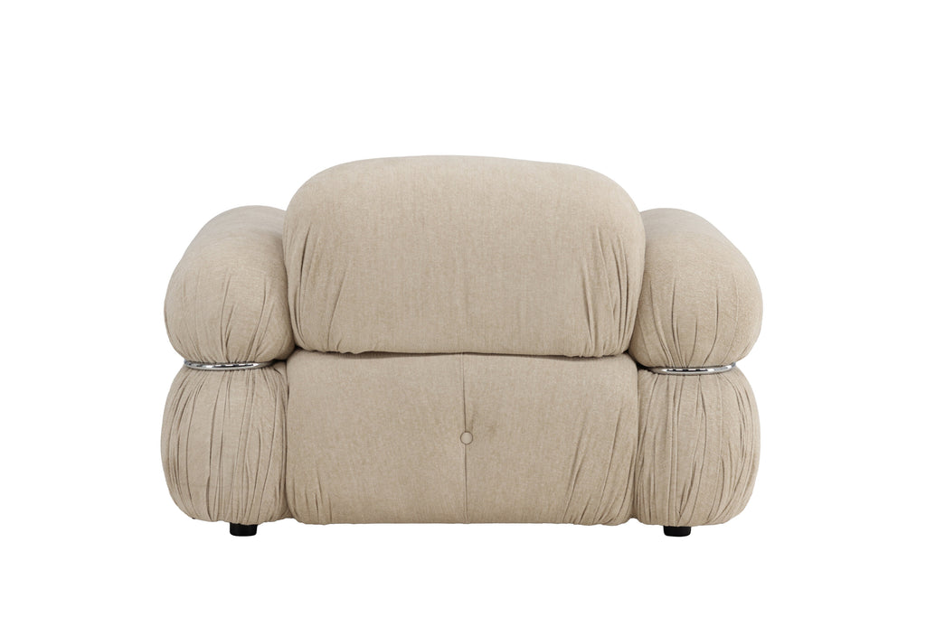 Mika 1-sitssoffa beige med silverfärgad stomme