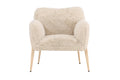 Zenzi fåtölj beige fuskpäls/stålstomme med träutseende