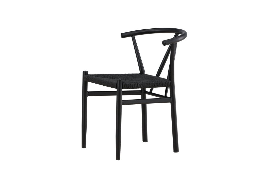 Alfons matstol svart stål med svart rep