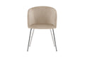 Berit matstol beige sammet med silverfärgade kromade ben