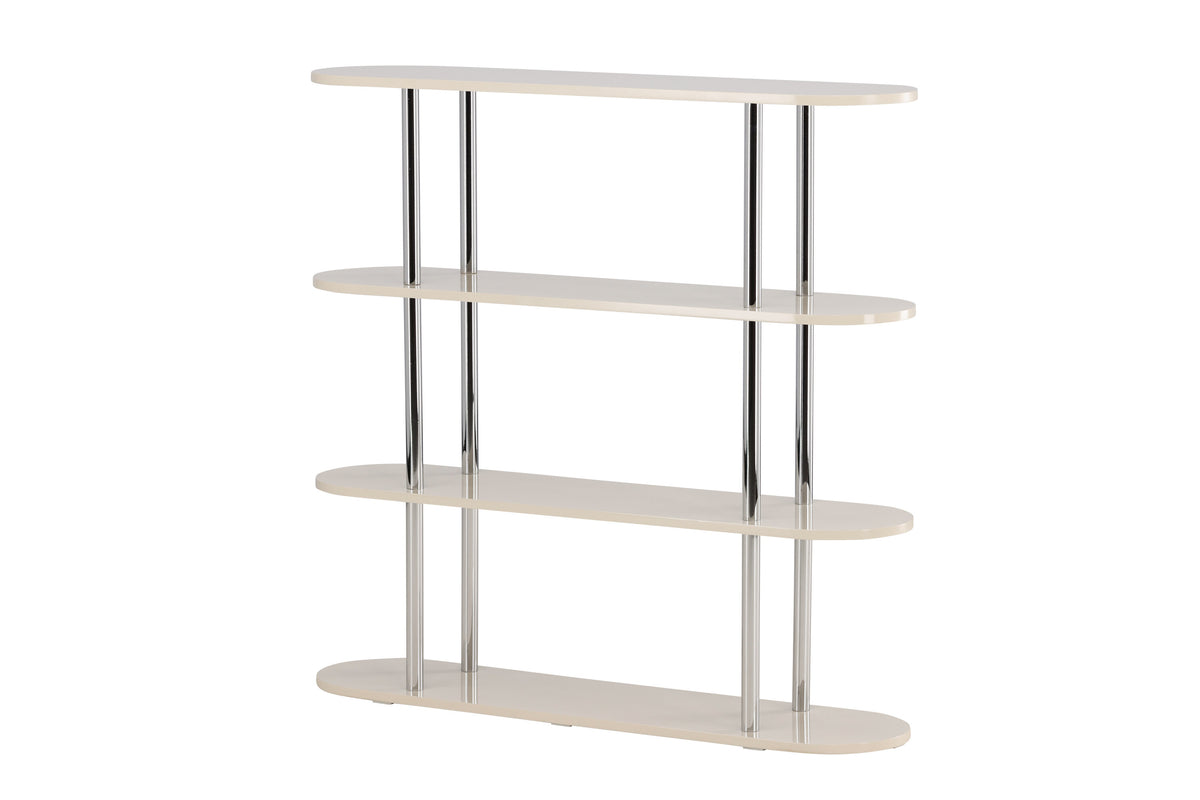 Zino hylla 120x30x116 cm silverkrom och vitlackerad MDF