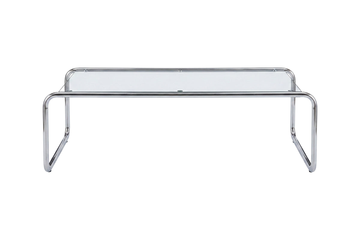 Saturnus soffbord 120x60x37,5 cm silverkrom och glas