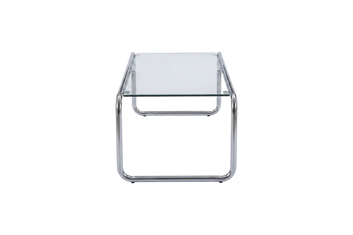 Saturnus soffbord 120x60x37,5 cm silverkrom och glas