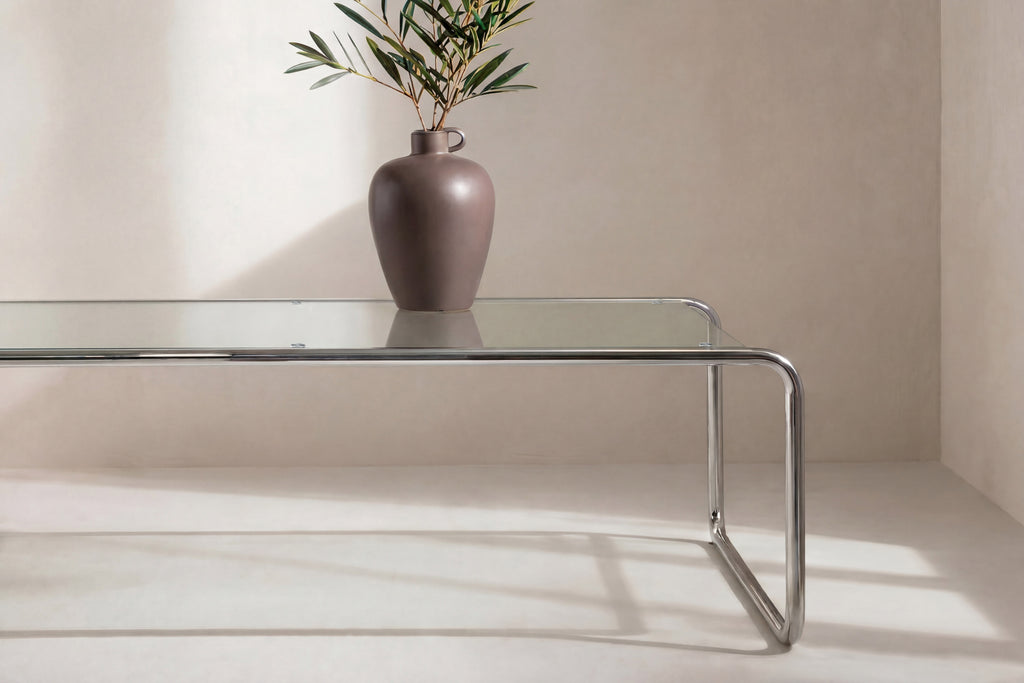 Saturnus soffbord 120x60x37,5 cm silverkrom och glas