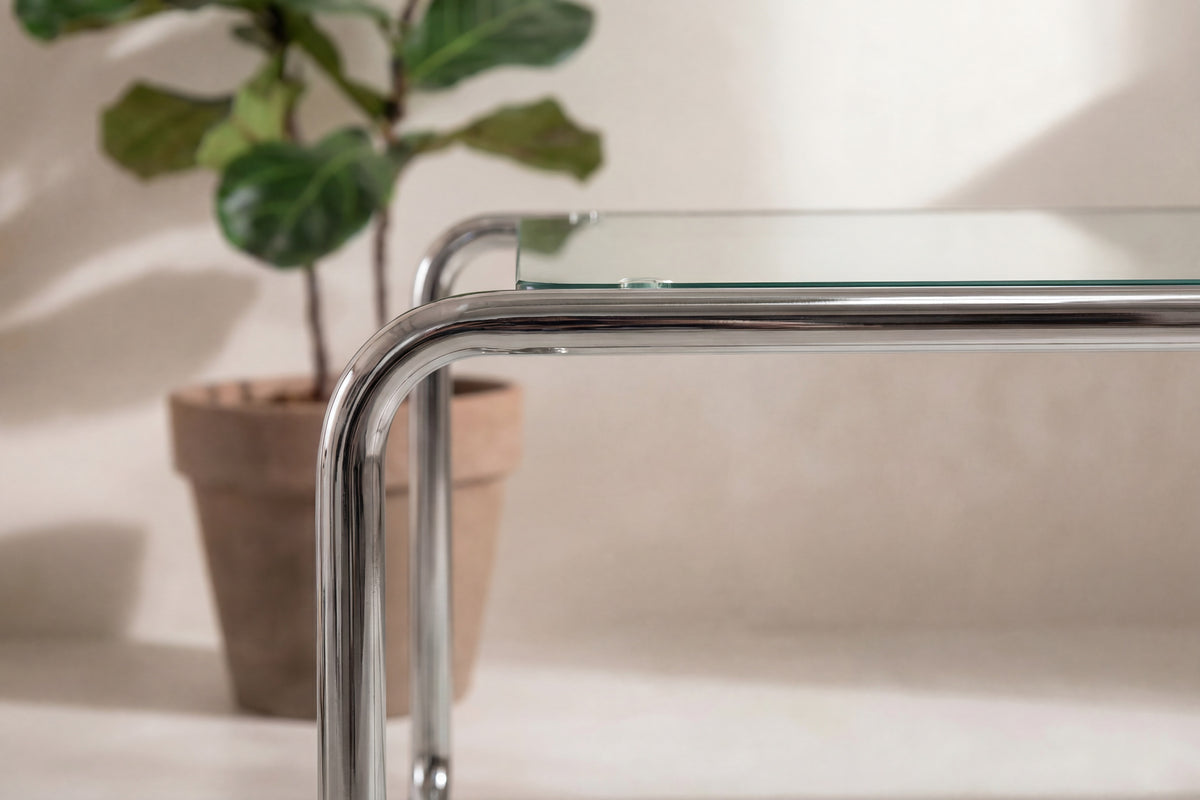 Saturnus soffbord 120x60x37,5 cm silverkrom och glas
