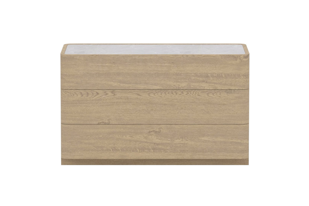 Noble byrå 48x100x60 cm naturfärgad MDF med 3D-papperslaminat och glas