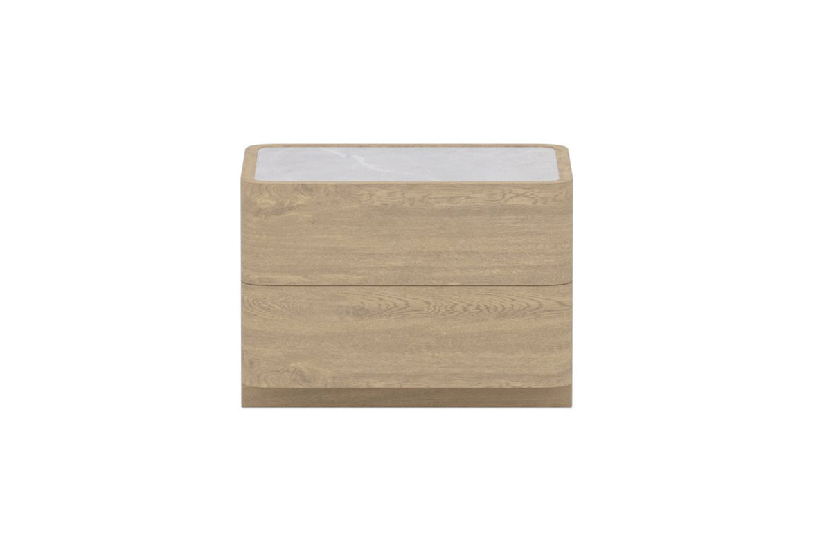 Noble byrå 40x50x36 cm naturfärgad MDF med 3D-papperslaminat och glas