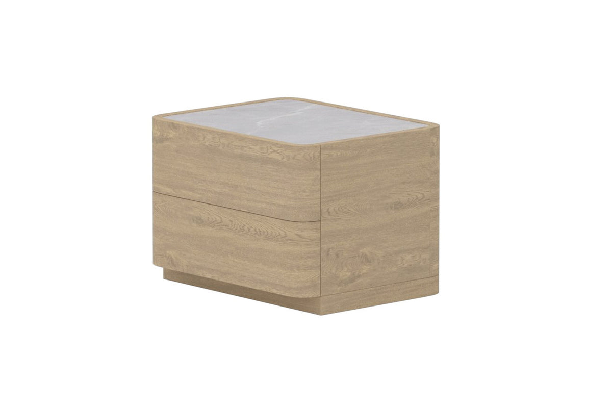 Noble byrå 40x50x36 cm naturfärgad MDF med 3D-papperslaminat och glas