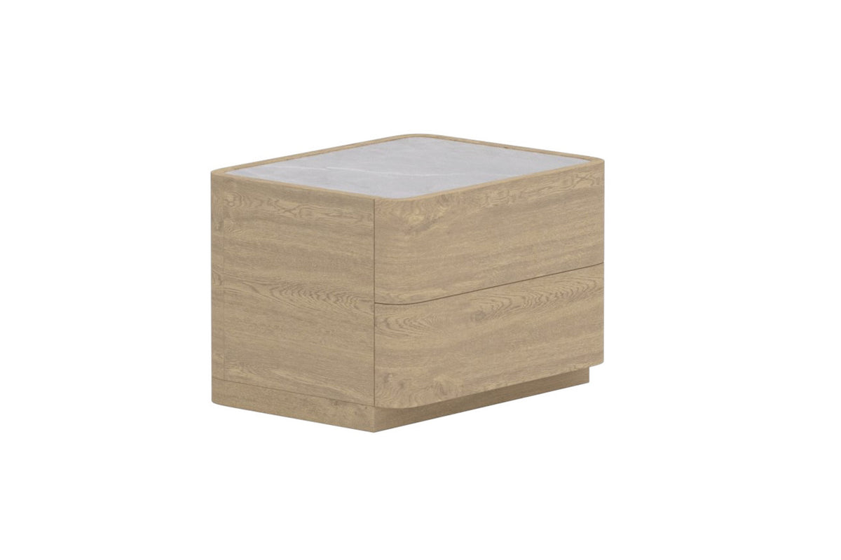 Noble byrå 40x50x36 cm naturfärgad MDF med 3D-papperslaminat och glas