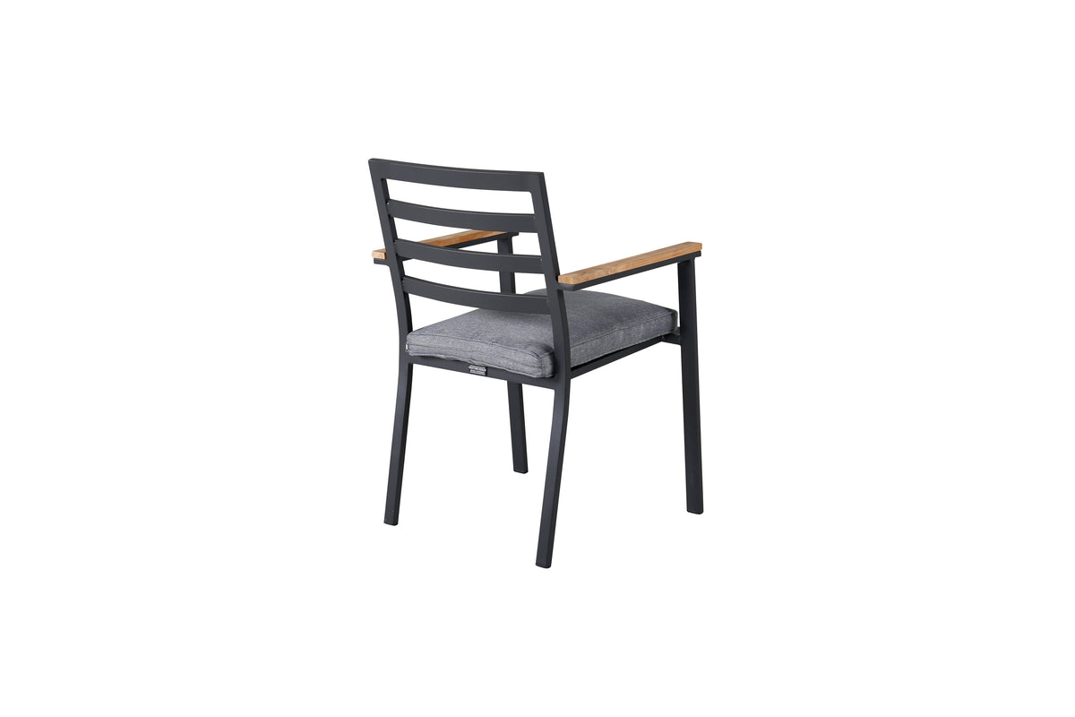 Brasilia stapelbar karmstol 2-pack svart aluminium och teak