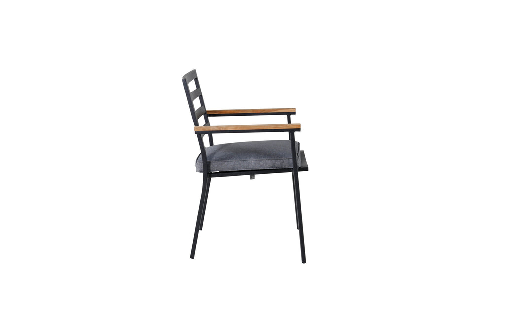 Brasilia stapelbar karmstol 2-pack svart aluminium och teak