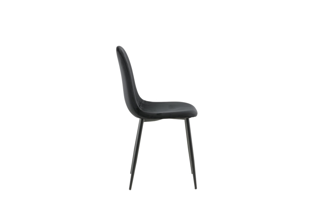 Polar matstol 2-pack svart sammet och svarta ben