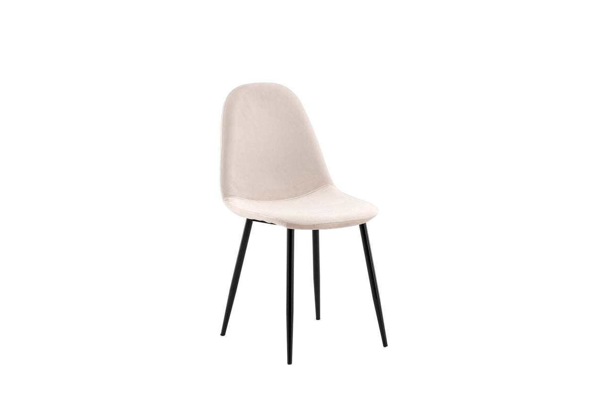Polar matstol 2-pack beige sammet och svarta ben