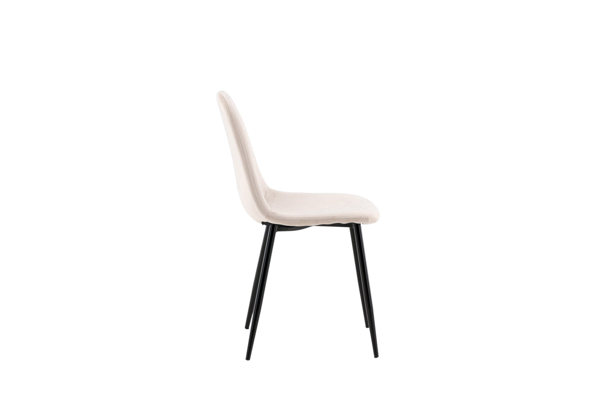 Polar matstol 2-pack beige sammet och svarta ben