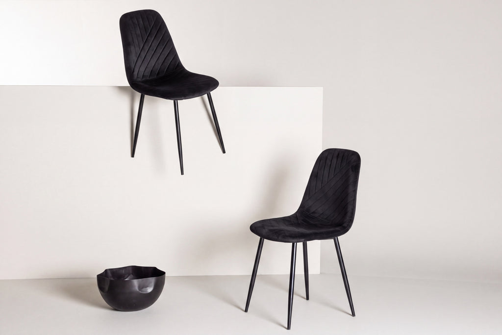 Polar Diamond matstol 2-pack svart sammet och svart underrede