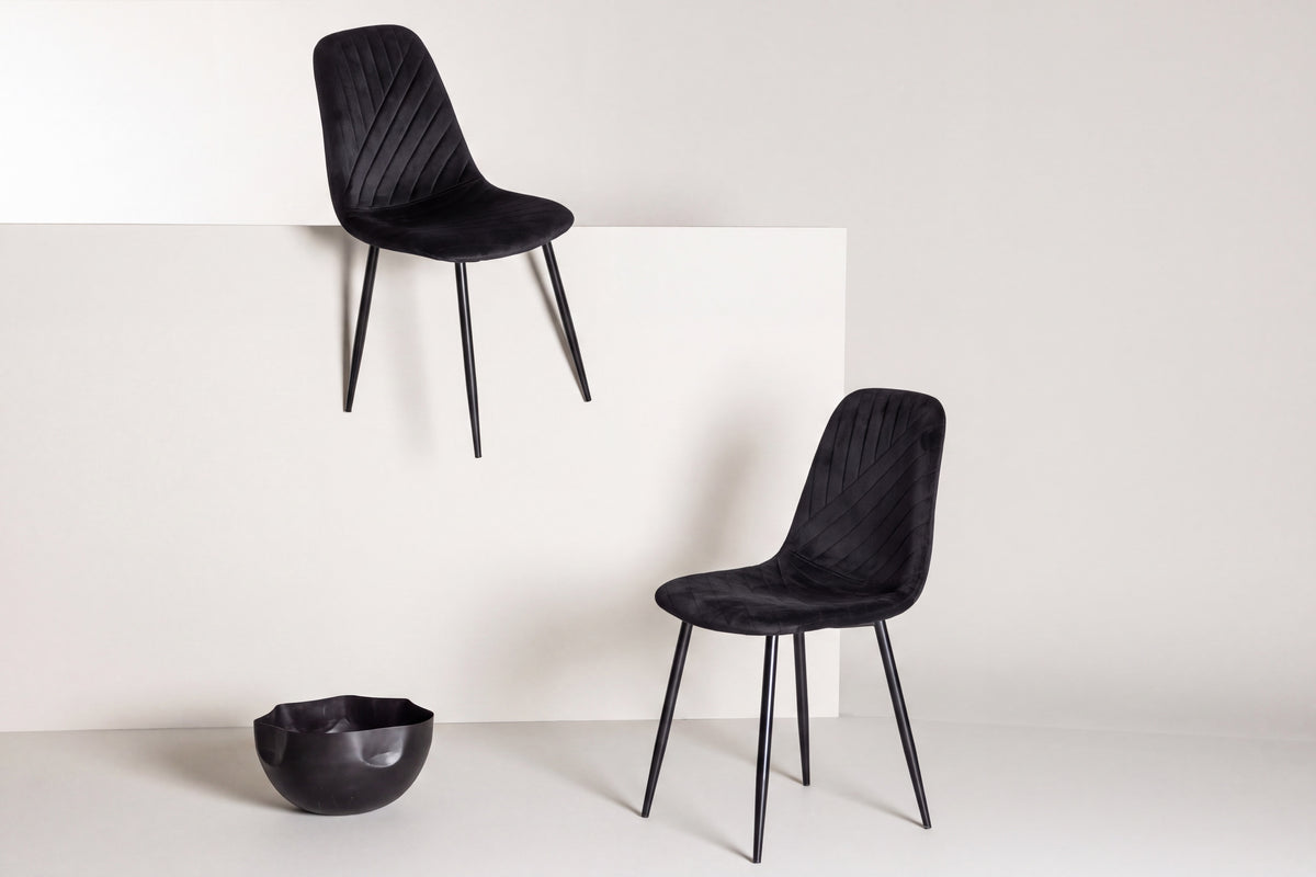 Polar Diamond matstol 2-pack svart sammet och svart underrede