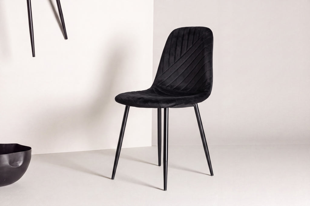 Polar Diamond matstol 2-pack svart sammet och svart underrede