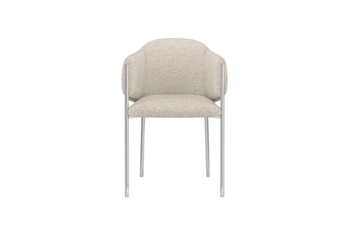 Evelina matstol 2-pack krom och vitt tyg