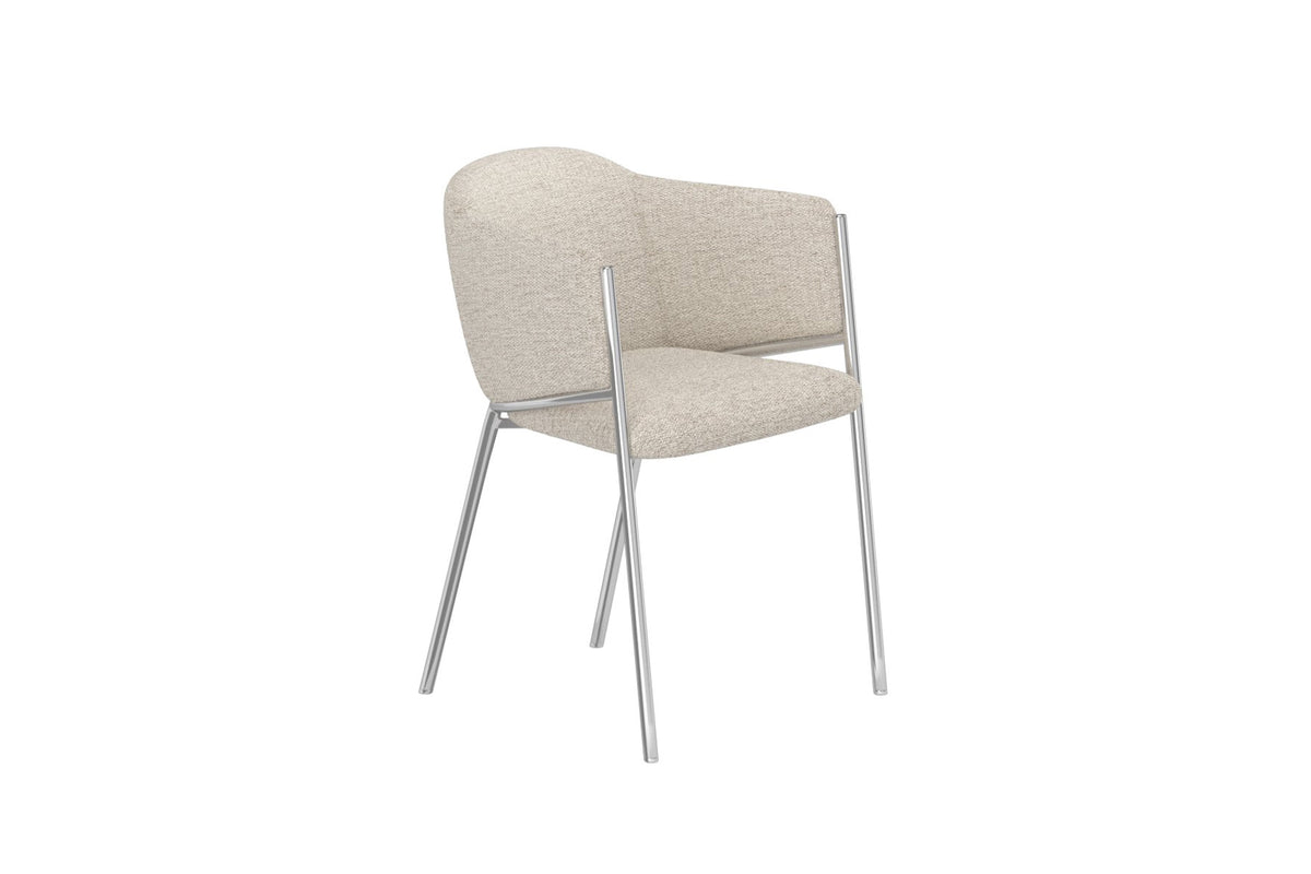 Evelina matstol 2-pack krom och vitt tyg