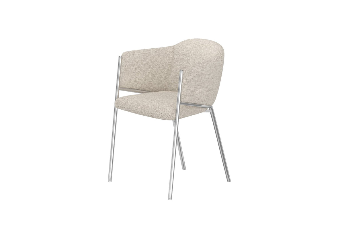 Evelina matstol 2-pack krom och vitt tyg
