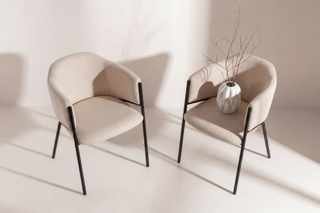 Evelina matstol 2-pack svart och beige sammet