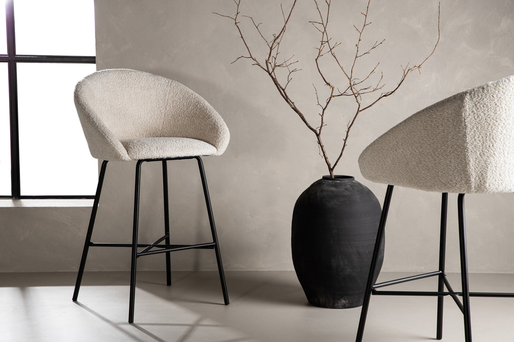 Velvet barstol i 2-pack svart/vit
