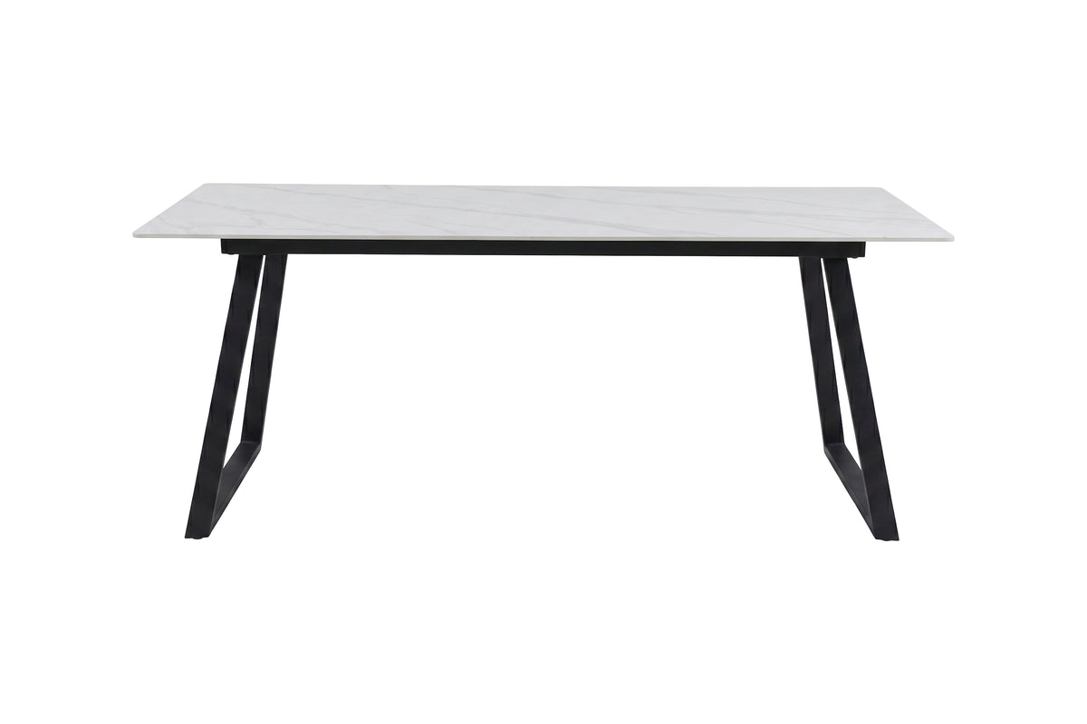 Estelle matbord 200x90 cm svart/vit med marmormönster