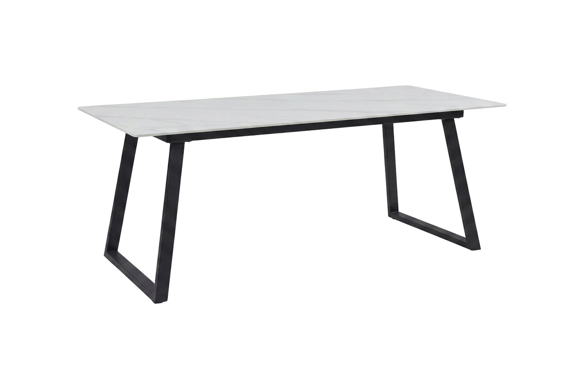 Estelle matbord 200x90 cm svart/vit med marmormönster
