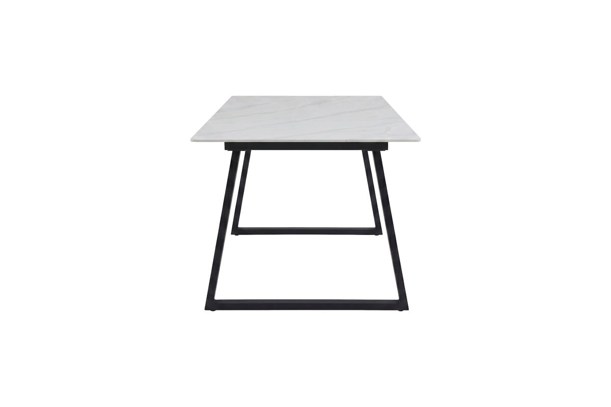 Estelle matbord 200x90 cm svart/vit med marmormönster
