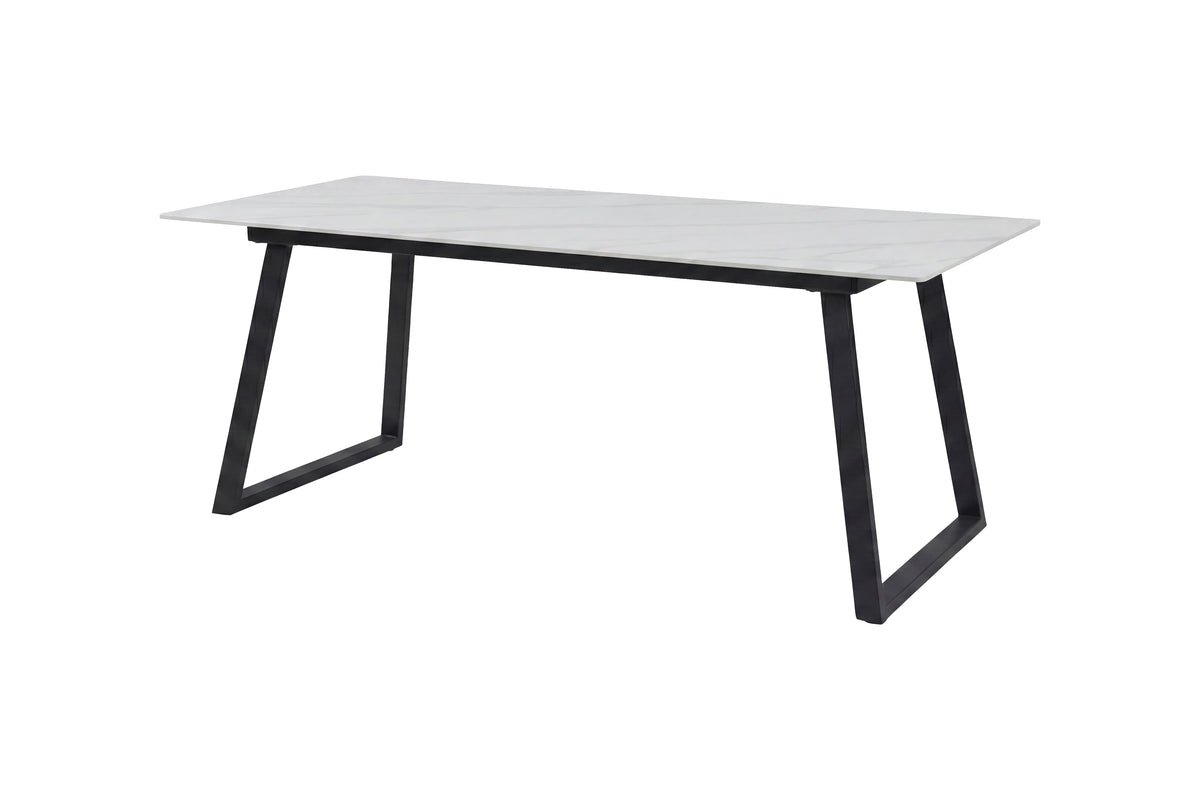 Estelle matbord 200x90 cm svart/vit med marmormönster