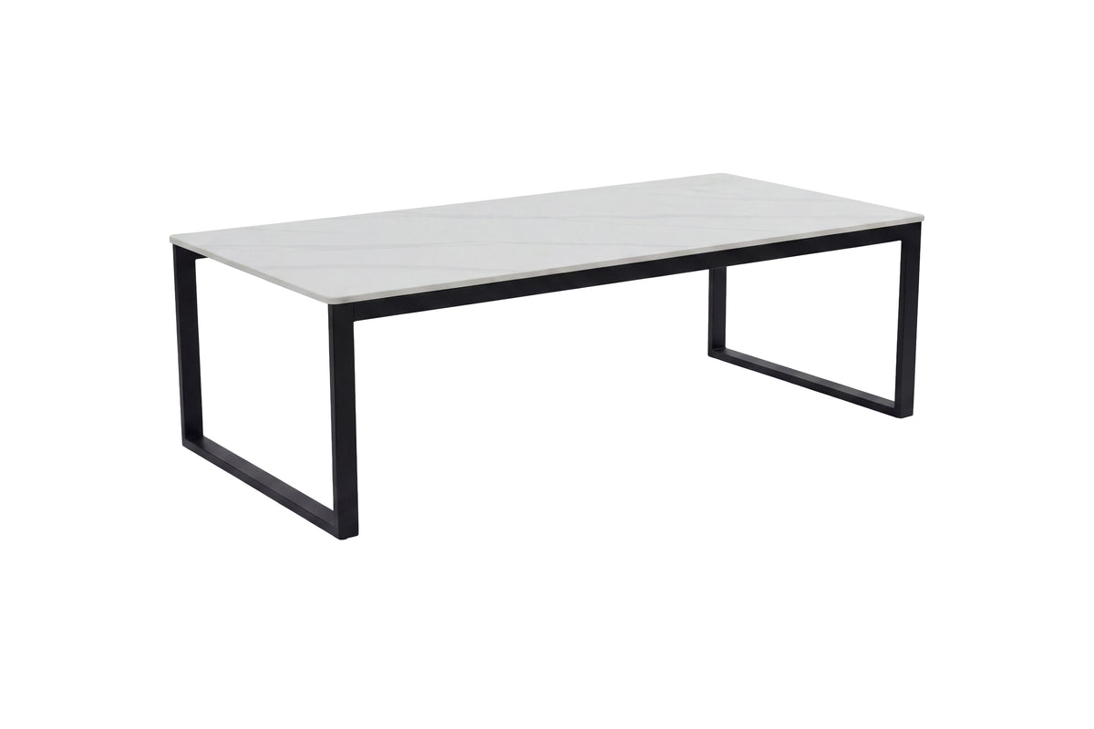 Estelle soffbord 120x60x36 cm svart/vit med marmorutseende