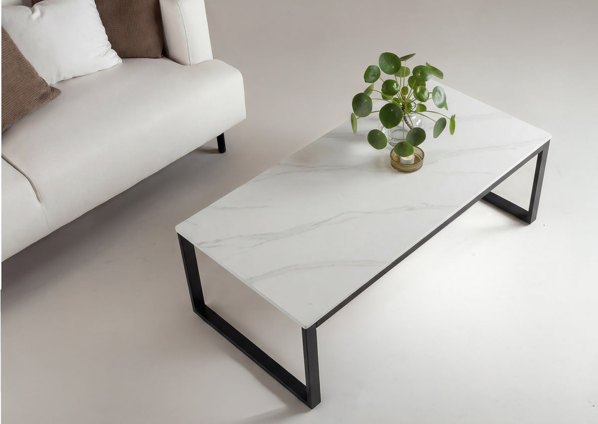 Estelle soffbord 120x60x36 cm svart/vit med marmorutseende