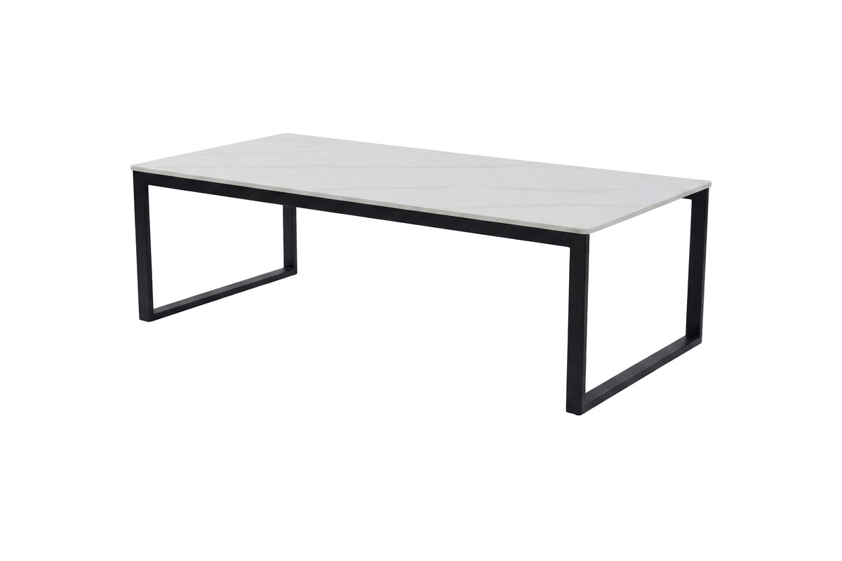 Estelle soffbord 120x60x36 cm svart/vit med marmorutseende