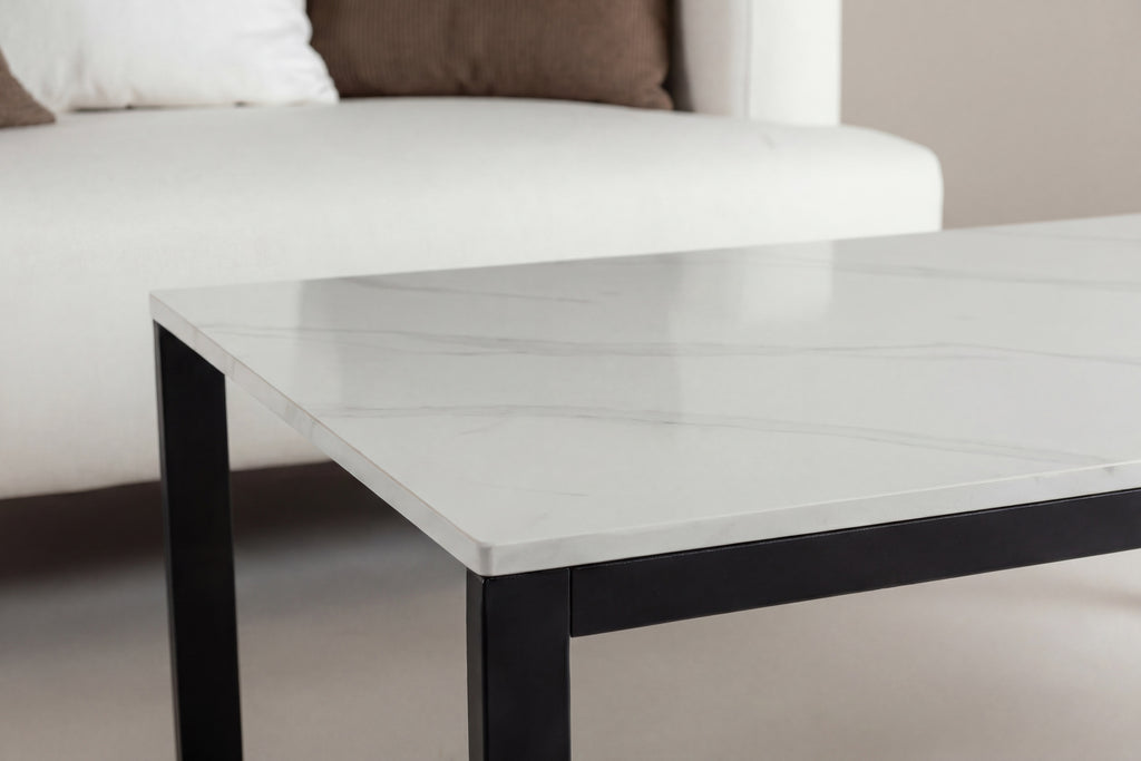 Estelle soffbord 120x60x36 cm svart/vit med marmorutseende