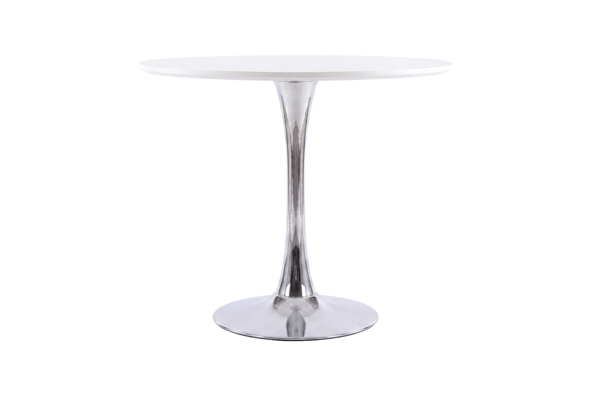 Hamden runt matbord Ø110 cm vit MDF och krom