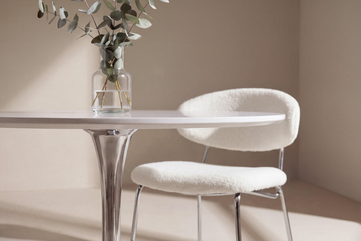 Hamden runt matbord Ø110 cm vit MDF och krom