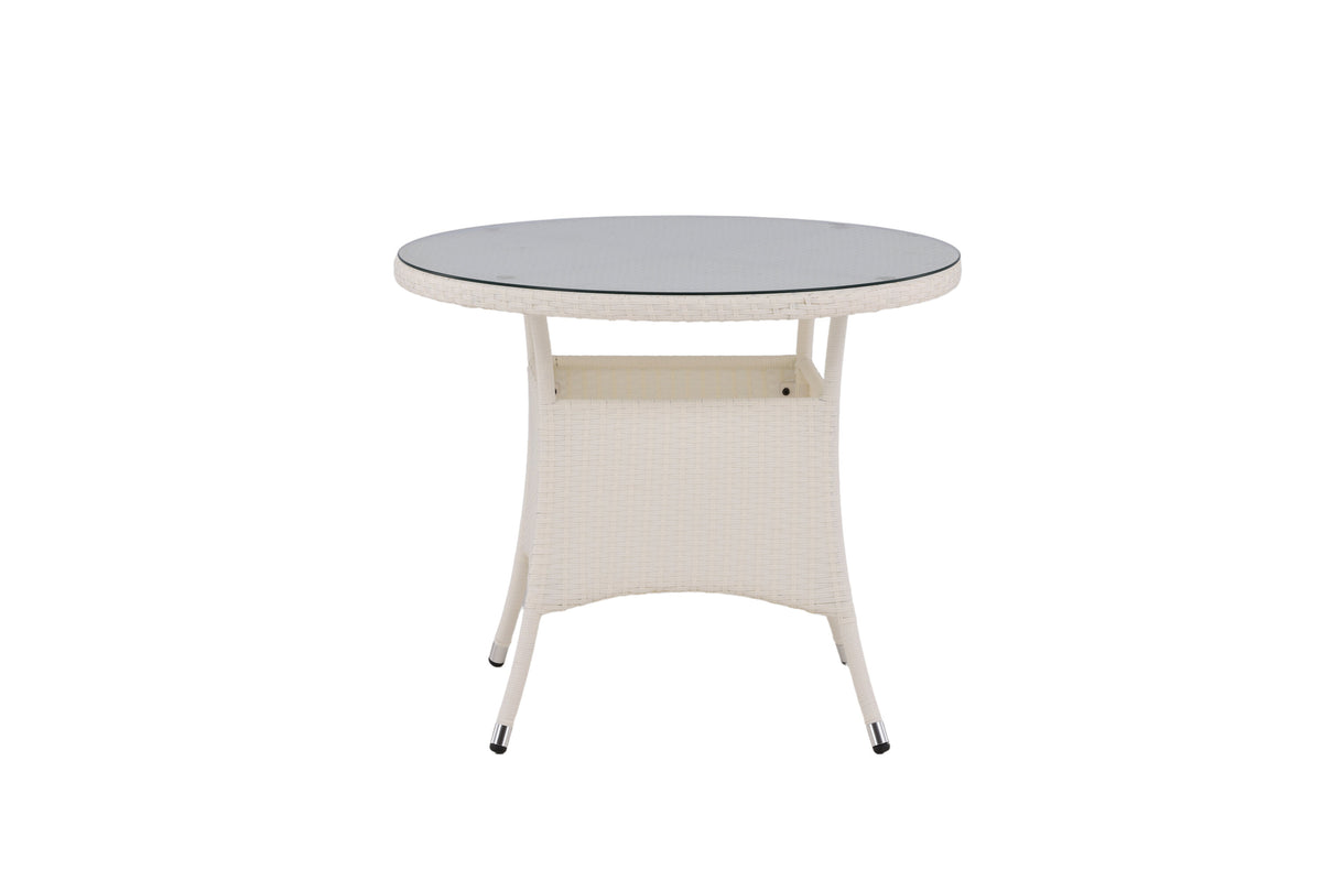 Volta runt matbord Ø 90 cm vit/glas