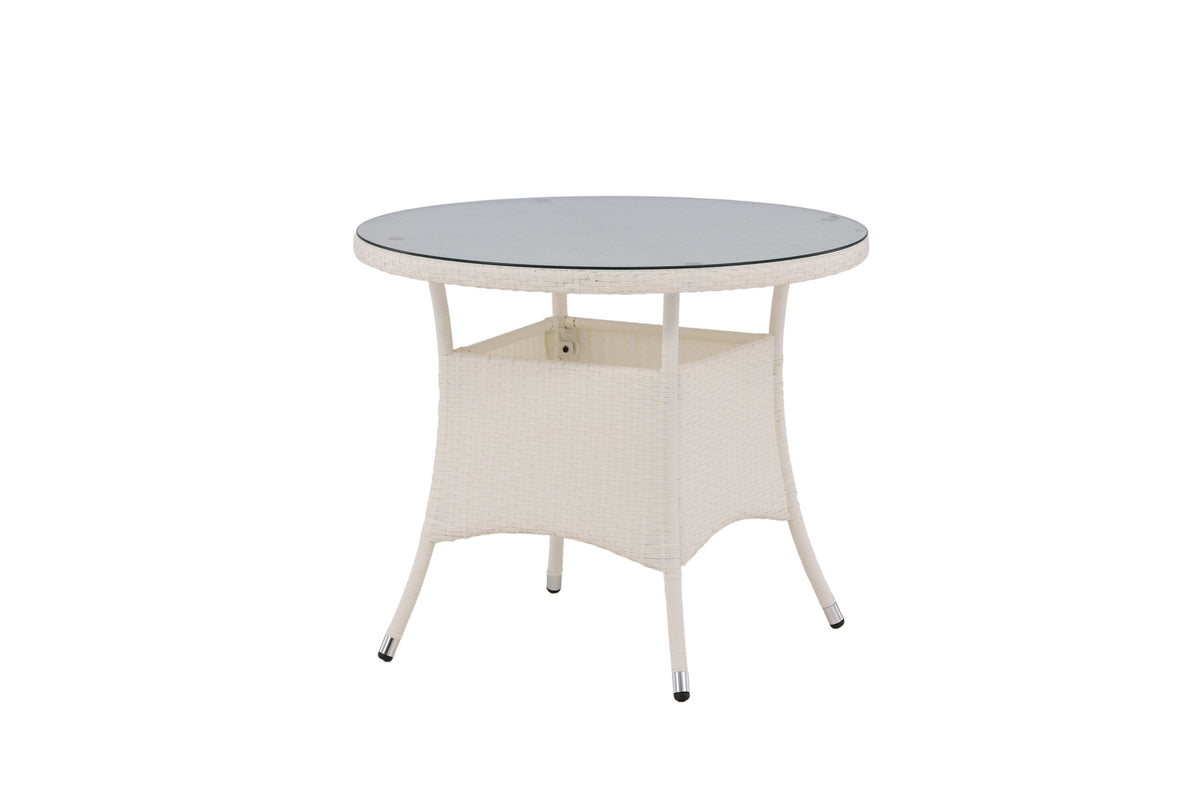 Volta runt matbord Ø 90 cm vit/glas