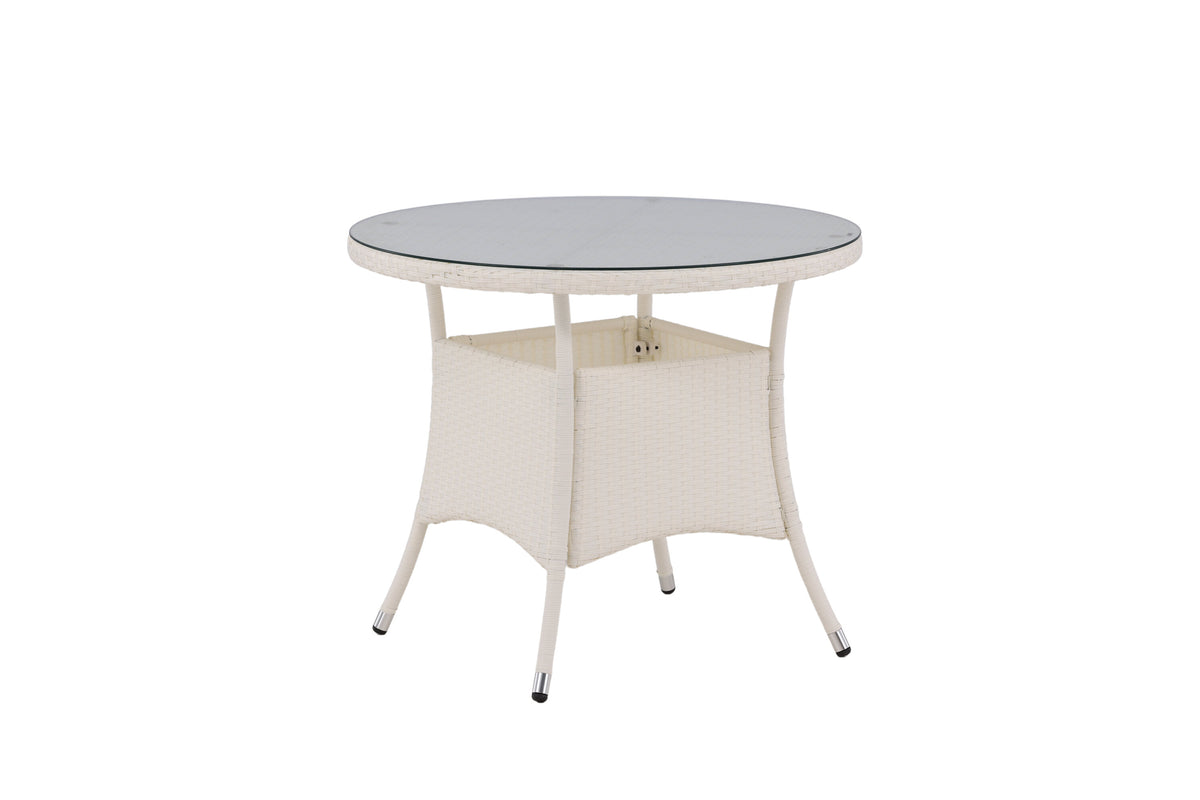 Volta runt matbord Ø 90 cm vit/glas