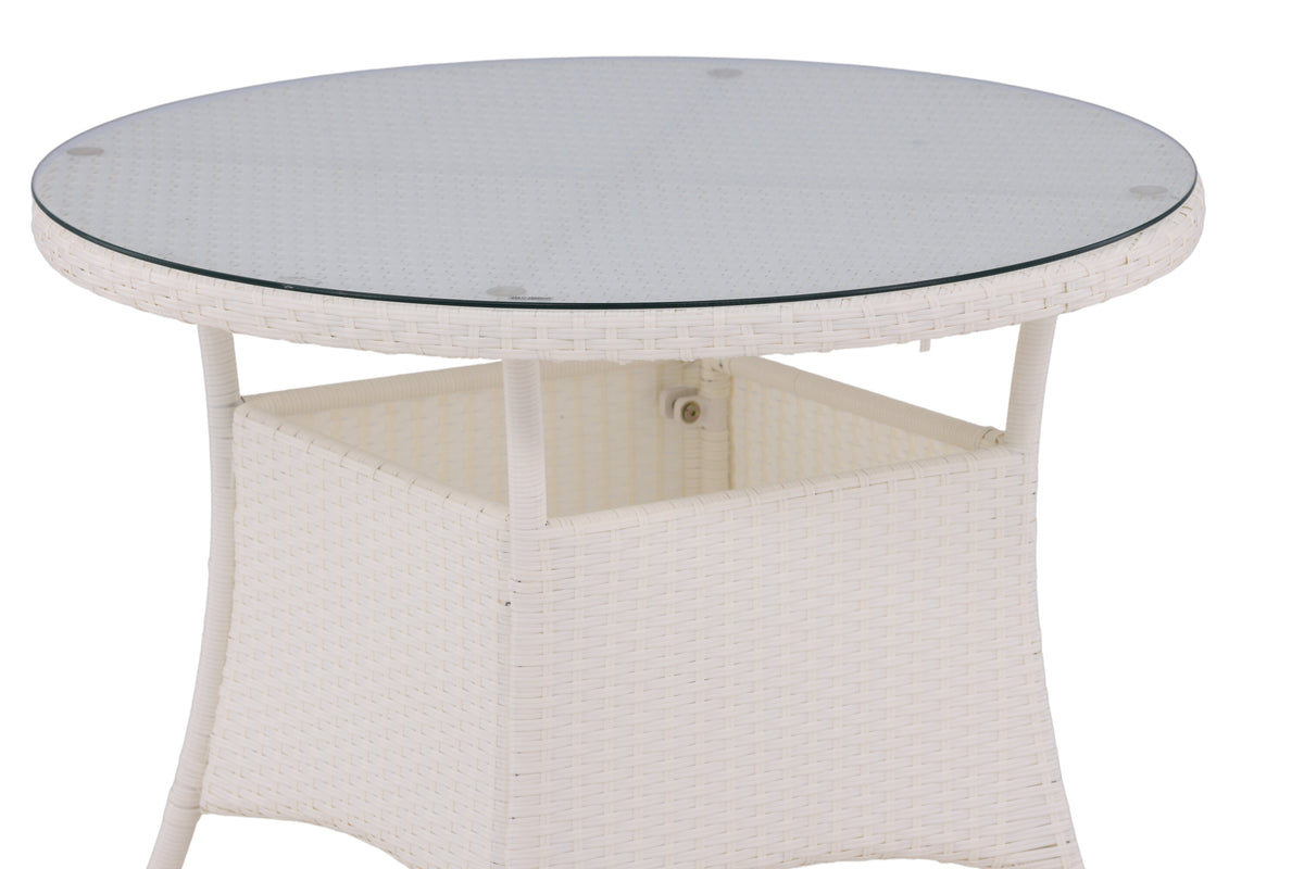 Volta runt matbord Ø 90 cm vit/glas