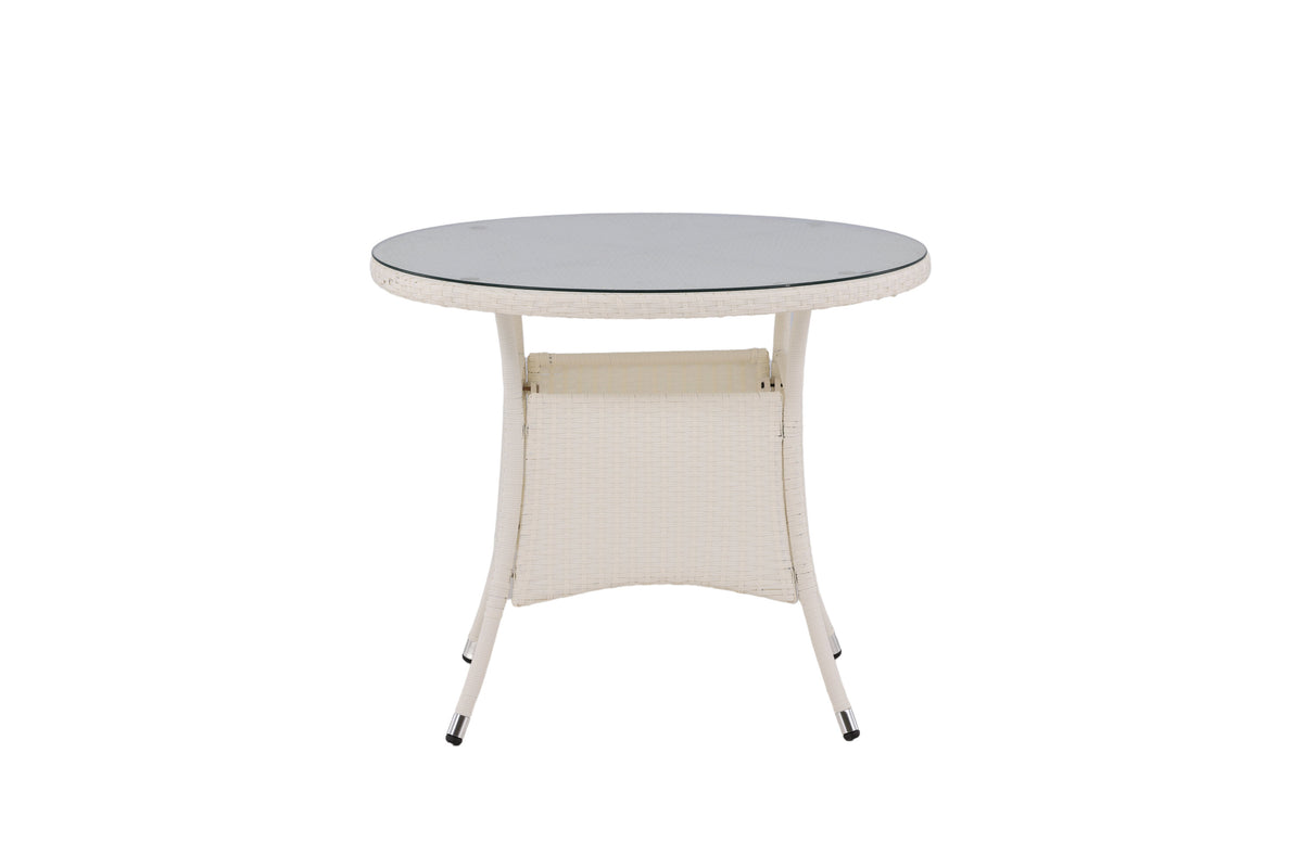 Volta runt matbord Ø 90 cm vit/glas