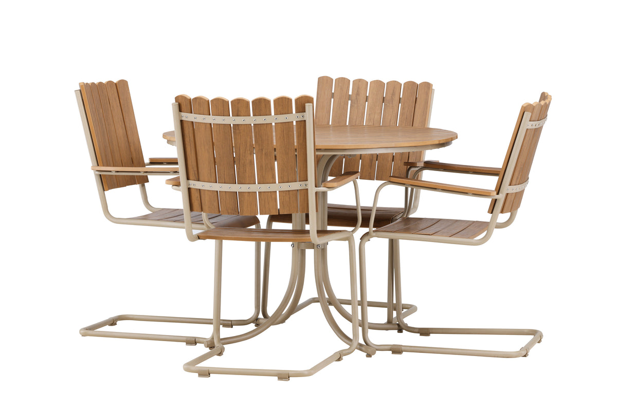 Holmsund matgrupp beige träimitation