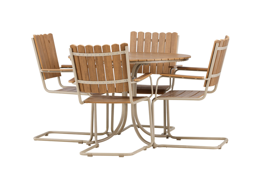 Holmsund matgrupp beige träimitation