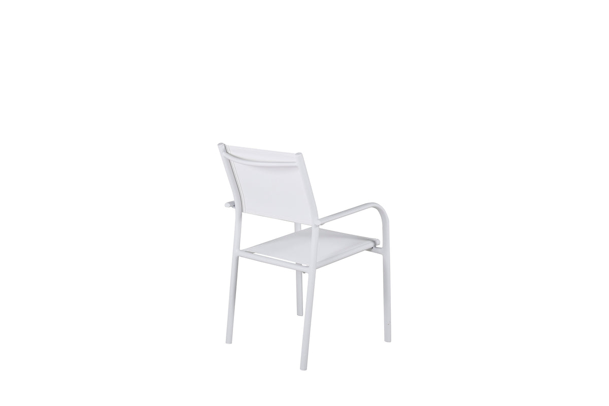 Santorini stapelbar karmstol 2-pack vit aluminium och textilenväv